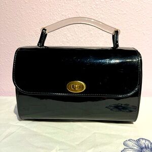 Vintage Garay black patent leather box purse clutch handbag